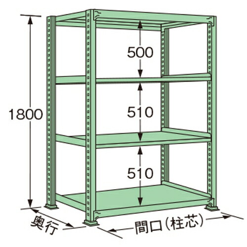 扶桑金属工業 中量ラック ME1809M04T 単連:単体タイプ 棚：4段(天板含む) [法人限定][送料別途お見積り]