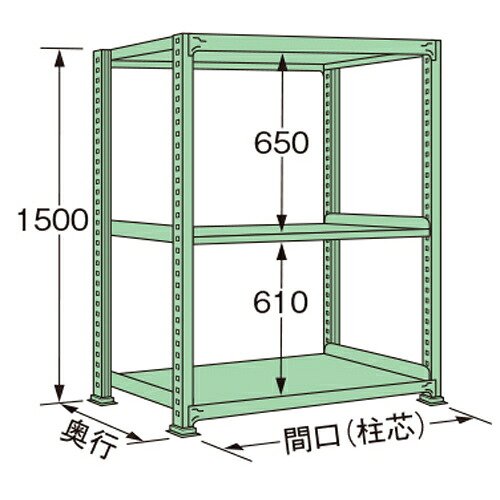 扶桑金属工業 中量ラック ML1515M03T 単連:単体タイプ 棚：3段(天板含む) [法人限定][送料別途お見積り]