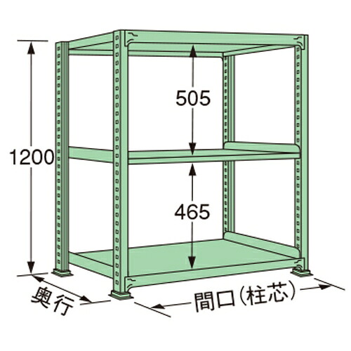 扶桑金属工業 中量ラック MS1209S03T 単連:単体タイプ 棚：3段(天板含む) [法人限定][送料別途お見積り]
