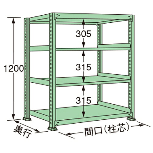 扶桑金属工業 中量ラック MS1215M04T 単連:単体タイプ 棚：4段(天板含む) [法人限定][送料別途お見積り]