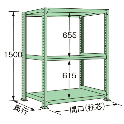 扶桑金属工業 中量ラック MS1518L03T 単連:単体タイプ 棚：3段(天板含む) [法人限定][送料別途お見積り]