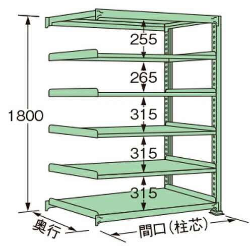 扶桑金属工業 中量ラック MS1815S06R 単連:連結タイプ 棚：6段(天板含む) [法人限定][送料別途お見積り]