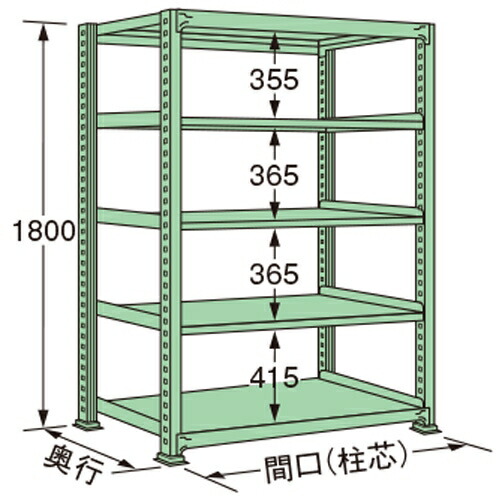 扶桑金属工業 中量ラック MS1818S05T 単連:単体タイプ 棚：5段(天板含む) [法人限定][送料別途お見積り]