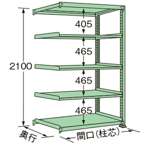 扶桑金属工業 中量ラック MS2112M05R 単連:連結タイプ 棚：5段(天板含む) [法人限定][送料別途お見積り]