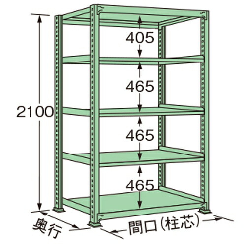 扶桑金属工業 中量ラック MS2112M05T 単連:単体タイプ 棚：5段(天板含む) [法人限定][送料別途お見積り]