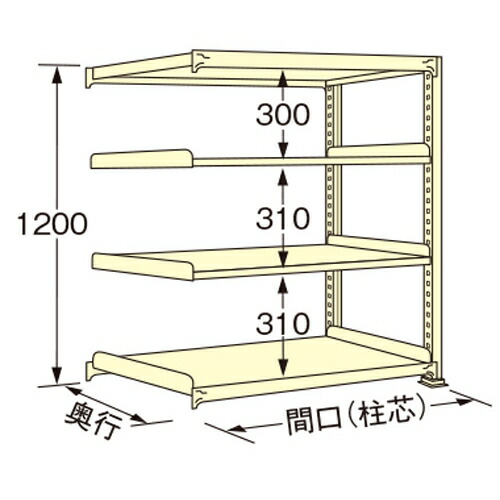 扶桑金属工業 中量ラック WE1209L04R 単連:連結タイプ 棚：4段(天板含む) [法人限定][送料別途お見積り]｜セミプロＤＩＹ店ファースト