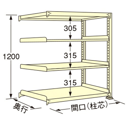 扶桑金属工業 中量ラック WS1215L04R 単連:連結タイプ 棚：4段(天板含む) [法人限定][送料別途お見積り]