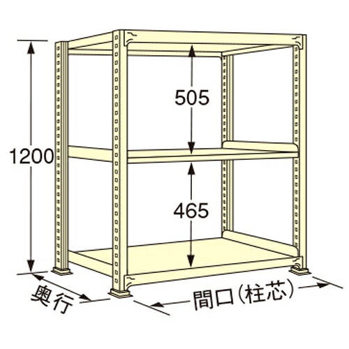 扶桑金属工業 中量ラック WS1215M03T 単連:単体タイプ 棚：3段(天板含む) [法人限定][送料別途お見積り]