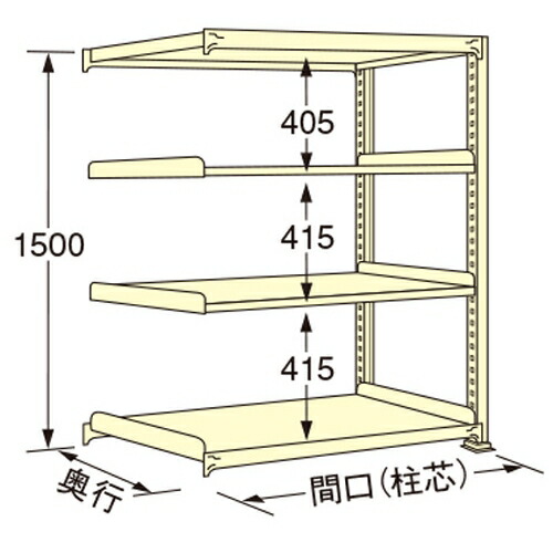 扶桑金属工業 中量ラック WS1512L04R 単連:連結タイプ 棚：4段(天板含む) [法人限定][送料別途お見積り]