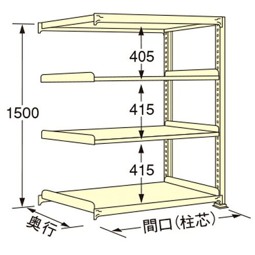 扶桑金属工業 中量ラック WS1518L04R 単連:連結タイプ 棚：4段(天板含む) [法人限定][送料別途お見積り]