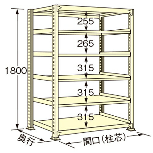 扶桑金属工業 中量ラック WS1818S06T 単連:単体タイプ 棚：6段(天板含む) [法人限定][送料別途お見積り]