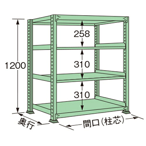 扶桑金属工業 中量ラック MG1209M04T 単連:単体タイプ 棚：4段(天板含む) [法人限定][送料別途お見積り]