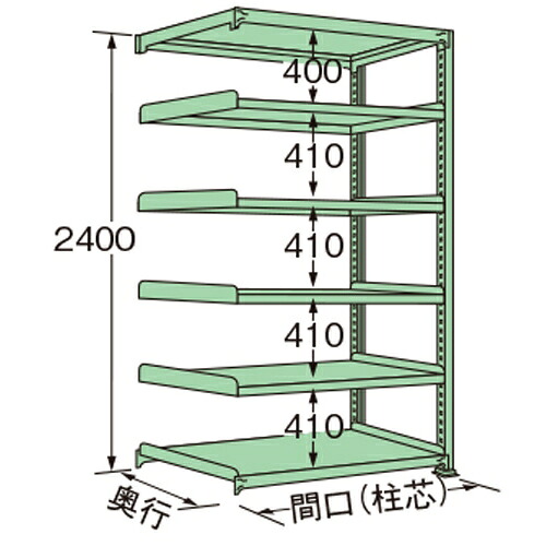 扶桑金属工業 中量ラック ML2418J06R 単連:連結タイプ 棚：6段(天板含む) [法人限定][送料別途お見積り]