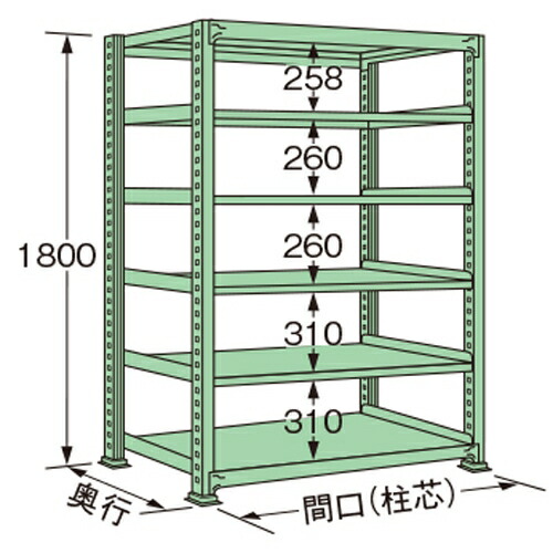 扶桑金属工業 中量ラック MM1809K06T 単連:単体タイプ 棚：6段(天板含む) [法人限定][送料別途お見積り]