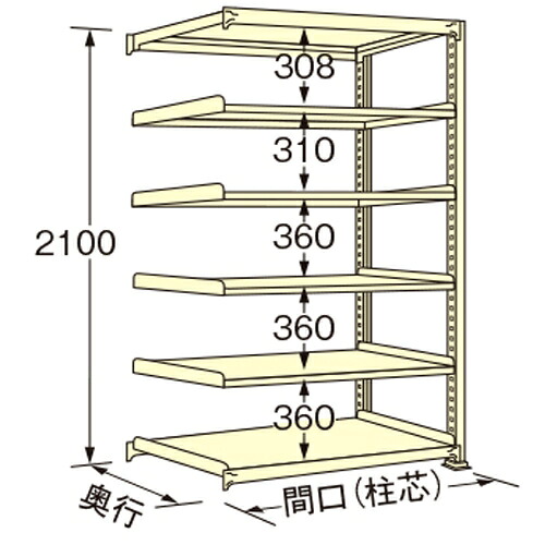扶桑金属工業 中量ラック WG2109K06R 単連:連結タイプ 棚：6段(天板含む) [法人限定][送料別途お見積り]
