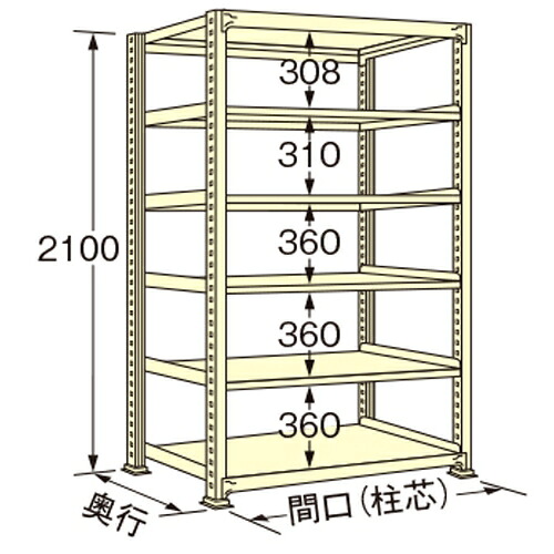 扶桑金属工業 中量ラック WG2115K06T 単連:単体タイプ 棚：6段(天板含む) [法人限定][送料別途お見積り]