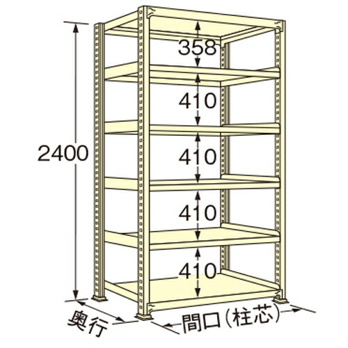 扶桑金属工業 中量ラック WG2412J06T 単連:単体タイプ 棚：6段(天板含む) [法人限定][送料別途お見積り]