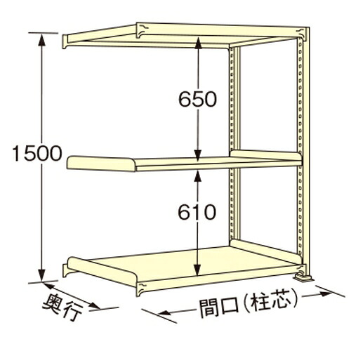 扶桑金属工業 中量ラック WL1512L03R 単連:連結タイプ 棚：3段(天板含む) [法人限定][送料別途お見積り]