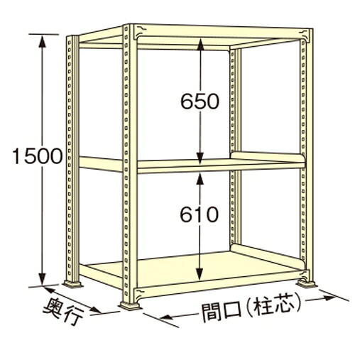 扶桑金属工業 中量ラック WL1512L03T 単連:単体タイプ 棚：3段(天板含む) [法人限定][送料別途お見積り]