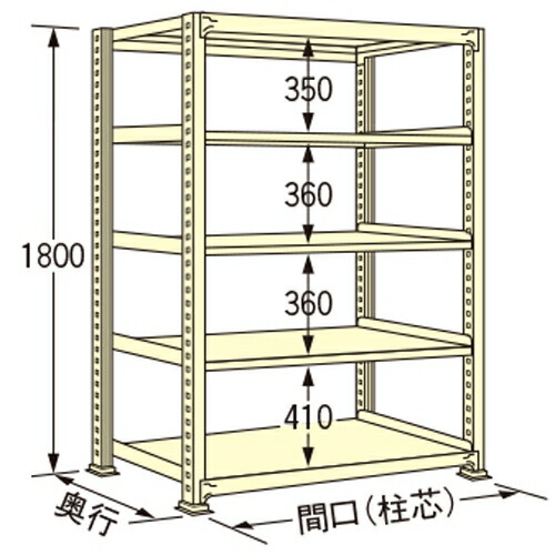 扶桑金属工業 中量ラック WL1809L05T 単連:単体タイプ 棚：5段(天板含む) [法人限定][送料別途お見積り]