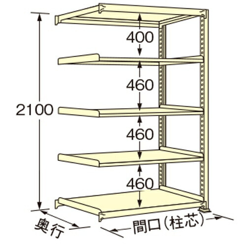 扶桑金属工業 中量ラック WL2112J05R 単連:連結タイプ 棚：5段(天板含む) [法人限定][送料別途お見積り]