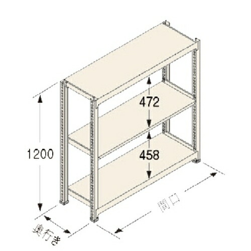 扶桑金属工業 中量ラック　Ｃタイプ300kg GSN-C1209D3R 連結：棚板天地3段 [法人限定][送料別途お見積り]
