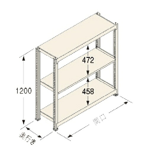 扶桑金属工業 中量ラック　Ｃタイプ300kg GSN-C1212E3D 独立：棚板天地3段 [法人限定][送料別途お見積り]