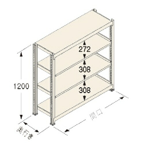 扶桑金属工業 中量ラック Cタイプ300kg GSN-C1218E4D 独立