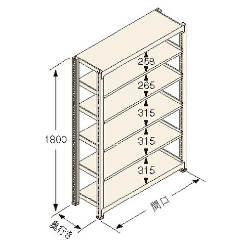 扶桑金属工業 中量ラック　Ｋタイプ150kg GSN-K1818A6R 連結：棚板天地6段 [法人限定][送料別途お見積り]