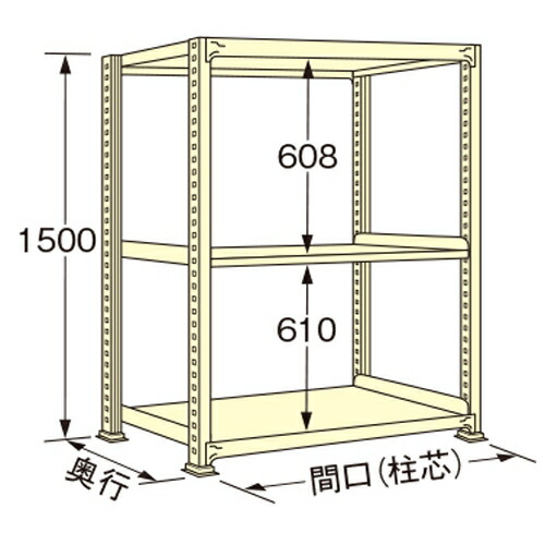 扶桑金属工業 中量ラック WM1512M03T 単連:単体タイプ 棚