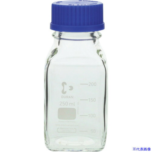 ■SIBATA 耐熱ねじ口角びん 青キャップ付 250mL 10入 017230250A(1068607)[送料別途お見積り][法人限定][掲外取寄]