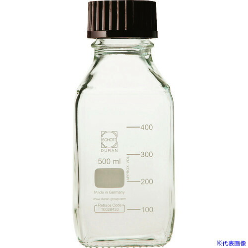 ■SIBATA 耐熱ねじ口角びん 赤キャップ付 500mL 10入 0172305001A(1073315)[送料別途お見積り][法人限定][掲外取寄]｜ファーストFACTORY