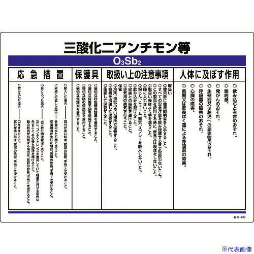 ■緑十字 特定化学物質標識 三酸化二アンチモン等 特38-333 450×600mm エンビ 035333(1140846)