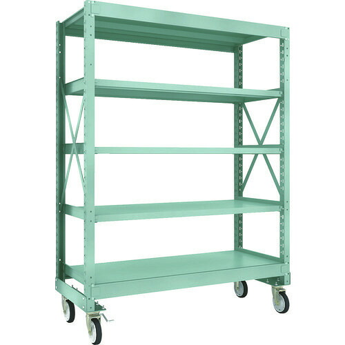 ■TRUSCO R3型ボルト式中量棚W1500XD600XH2000 5段 Φ150 ゴムキャスター付 R36565G150(1144160)[法人限定][直送元]｜ファーストFACTORY