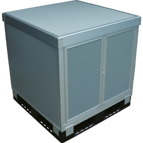 ■TRUSCO パレットボックス スタックカーゴ1面観音扉・3面パネルタイプ 1100&times;1100&times;H700 SCP3T11170(1161913)[法人限定][直送元]｜ファーストFACTORY