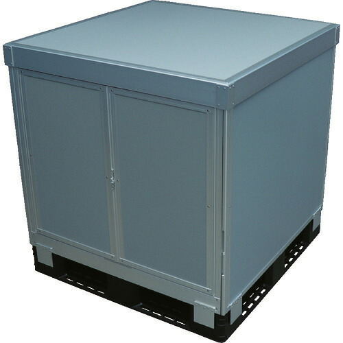 ■TRUSCO パレットボックス スタックカーゴ2面観音扉・2面パネルタイプ 1100×1100×H600 SCP2T21160(1161919)[法人限定][直送元]