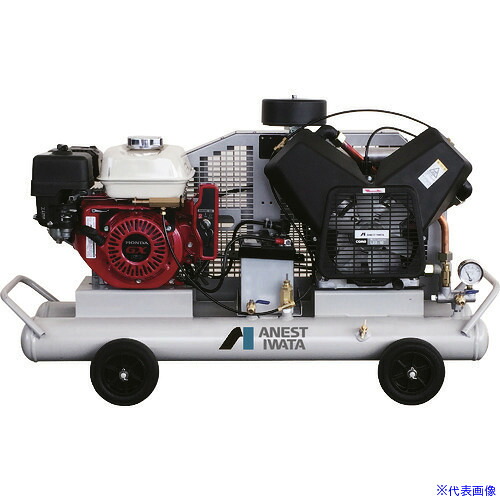 ■アネスト岩田 レシプロコンプレッサー(給油式) 軽便形コンプレッサ 3.7KW エンジン駆動 PLUE37C10(1165134)[法人限定][直送元]｜ファーストFACTORY