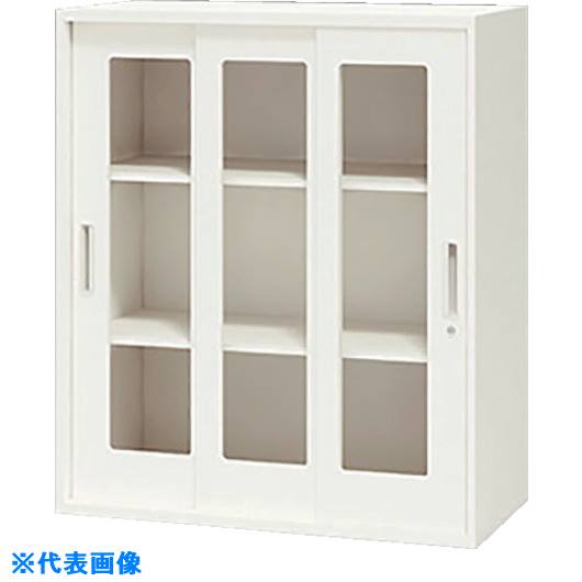 ■NAIKI 収納庫 CWS型 ガラス引違い書庫(3枚扉) 899×400×1050 CWS0911HG3WW(1230568)[送料別途お見積り][法人限定][外直送]