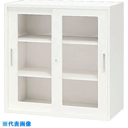 ■NAIKI 収納庫 CW型 ガラス両開き書庫 W899&times;D450&times;H900 CW0909KGWW(1236841)[送料別途お見積り][法人限定][外直送]｜ファーストFACTORY