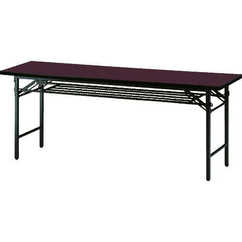 ■TRUSCO 会議用テーブル棚付折り畳み式 1800&times;450&times;700 ローズ ローズ TS1845(RO)(1259027)[送料別途お見積り][法人限定][直送]｜ファーストFACTORY