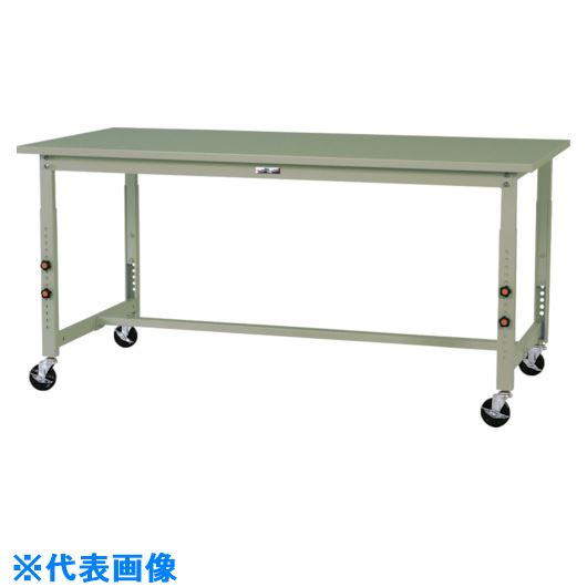 ■ヤマテック 軽量作業台 ワークテーブル300シリーズ 高さ調整タイプ移動式 スチール天板 W900&times;750&times;750～1000mm ヤマテックグリーン SWSAC975GG(1314947)[法人限定][外直送元]｜ファーストFACTORY