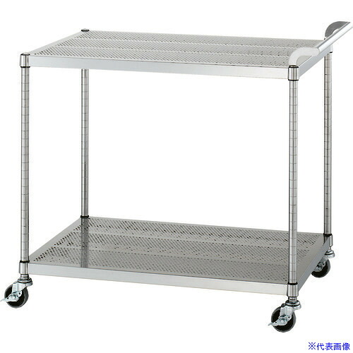 ■シンコー ステンレスワゴン(SUS430) 天地2段タイプ パンチング棚 φ75ウレタン車 750&times;450&times;800 PM027545U75(1335377)[法人限定][外直送元]｜ファーストFACTORY