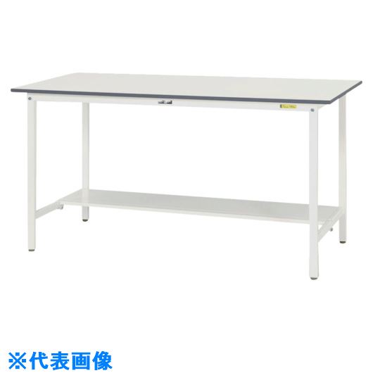 ■ヤマテック 軽量作業台 ワークテーブル150シリーズ 固定式 半面棚板付 W900&times;D750&times;H950mm シルキーホワイト SUPH975TWW(1335526)[法人限定][外直送元]｜ファーストFACTORY