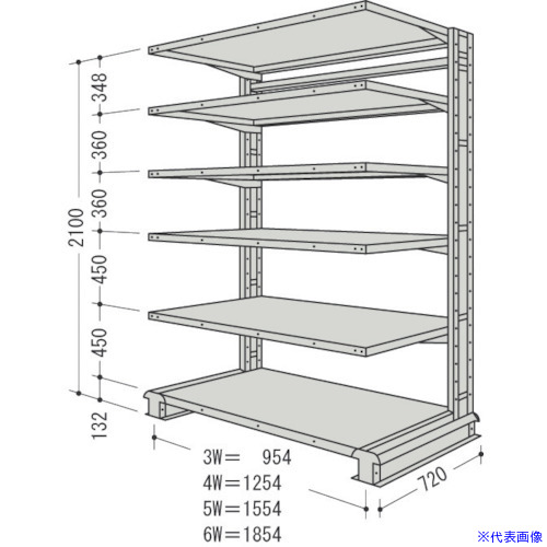 ■NF キャンチラック単式増結1連W954D720H2100F6 CR73LS6B(1352373)[送料別途お見積り][法人限定][外直送]｜ファーストFACTORY 51,546円