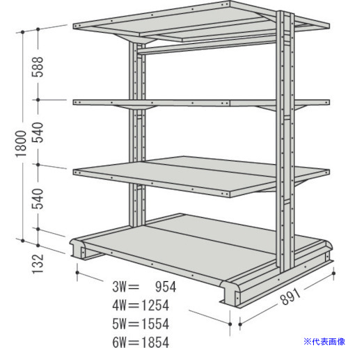 ■NF キャンチラック複式1連W1554D891H1800F4 CR65SW4(1358703)[送料別途お見積り][法人限定][外直送]｜ファーストFACTORY