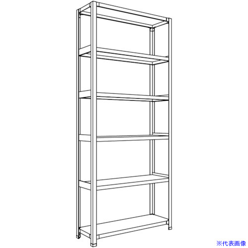 ■NF 軽量開放棚 中棚ボルトレスタイプW900D300H2100F6 LA73K16(1360195)[送料別途お見積り][法人限定][外直送]