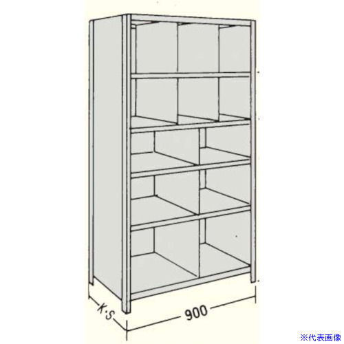 ■NF 縦仕切付軽量物品棚W900D300H1800F6 LA63K36(1360251)[送料別途お見積り][法人限定][外直送]｜ファーストFACTORY