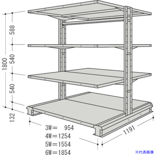 ■NF キャンチラック複式1連W1254D1191H1800F4 CR64LW4(1361854)[送料別途お見積り][法人限定][外直送]