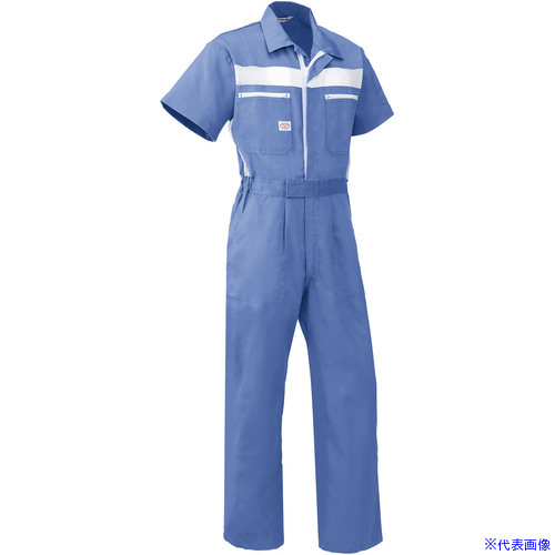 ■AUTO－BI SS(春夏)モデル 半袖つなぎ服1035－004スカイブルー－M 1035004M(1368066)[送料別途お見積り][法人限定][掲外取寄]