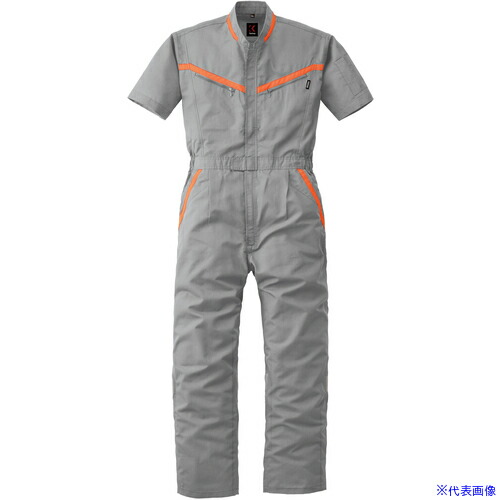 ■カンサイ SS(春夏)モデル 反射型半袖つなぎ服259－008シルバーグレー－5L 2590085L(1369114)[送料別途お見積り][法人限定][掲外取寄]